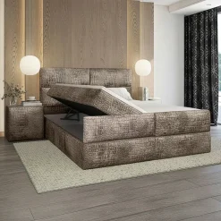 Boxspring Met Opbergruimte*Beddenbriljant Boxspring met opbergruime Velvet Croco - Incl. GRATIS voetbord!