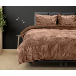Dekbedovertrekken*Beddenbriljant Crushed Velvet Katoen Wood Bruin