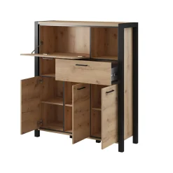 Dressoirs*Beddenbriljant Dressoir Akven - 3-deurs incl. lade + klep - Wotan Eiken