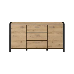 Dressoirs*Beddenbriljant Dressoir Akven - 2-deurs incl. 3 lades - Wotan Eiken