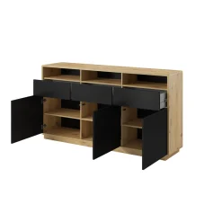 Dressoirs*Beddenbriljant Dressoir Asmund - 3-deurs incl. 3 lades - Wotan Eiken
