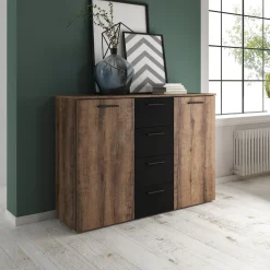 Dressoirs*Beddenbriljant Dressoir Bern - 2-deurs incl. 4 lades - Walnoot
