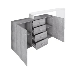 Dressoirs*Beddenbriljant Dressoir Bologna - Grijs / Wit