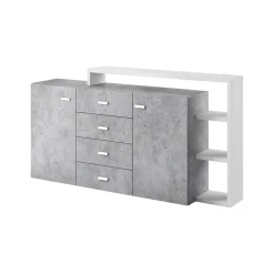 Dressoirs*Beddenbriljant Dressoir Bologna - Grijs / Wit