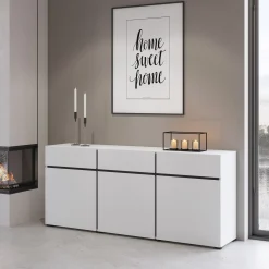 Dressoirs*Beddenbriljant Dressoir Crotone - 3-deurs incl. 3 lades - Wit