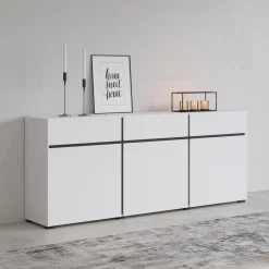 Dressoirs*Beddenbriljant Dressoir Crotone - 3-deurs incl. 3 lades - Wit