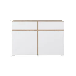 Dressoirs*Beddenbriljant Dressoir Crotone - 2-deurs incl. 2 lades - Wotan Eiken / Wit