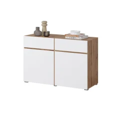 Dressoirs*Beddenbriljant Dressoir Crotone - 2-deurs incl. 2 lades - Wotan Eiken / Wit