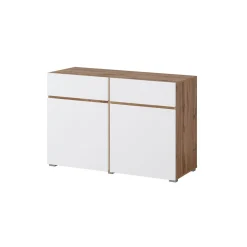 Dressoirs*Beddenbriljant Dressoir Crotone - 2-deurs incl. 2 lades - Wotan Eiken / Wit