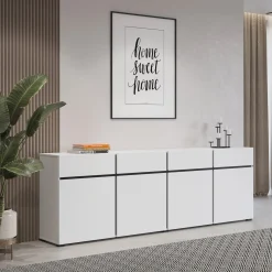 Dressoirs*Beddenbriljant Dressoir Crotone - 4-deurs incl. 4 lades - Wit
