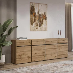 Dressoirs*Beddenbriljant Dressoir Crotone - 4-deurs incl. 4 lades - Wotan Eiken