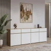 Dressoirs*Beddenbriljant Dressoir Crotone - 4-deurs incl. 4 lades - Wotan Eiken / Wit