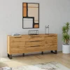 Dressoirs*Beddenbriljant Dressoir Halmstad - 2-deurs incl. 3 lades - Wotan Eiken