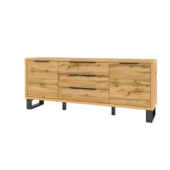 Dressoirs*Beddenbriljant Dressoir Halmstad - 2-deurs incl. 3 lades - Wotan Eiken