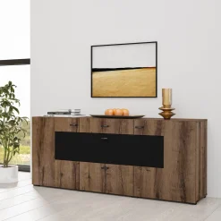 Dressoirs*Beddenbriljant Dressoir Koblenz - Walnoot / Zwart