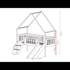 Hoogslaper|Kinderbed*Beddenbriljant Halfhoogslaper met Glijbaan Abe - Leverbaar in 10 Kleuren!
