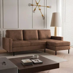 Hoekbanken|L-Banken*Beddenbriljant Hoekbank Hawaii - Suède Leder Look - Universeel - 3 zits - In 6 luxe kleuren!