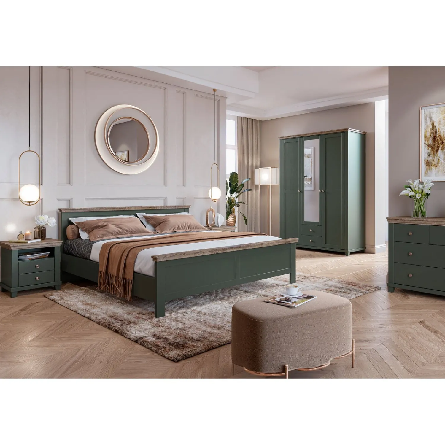 Houten Bed*Beddenbriljant Houten Bed Elvas - Donkergroen - Bedframe