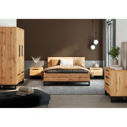 Houten Bed*Beddenbriljant Houten Bed Halmstad - Wotan Eiken - Bedframe