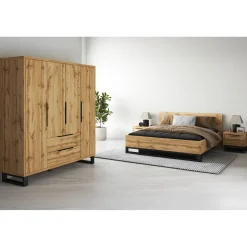 Houten Bed*Beddenbriljant Houten Bed Halmstad - Wotan Eiken - Bedframe