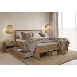 Houten Bed*Beddenbriljant Houten Bed Imola - Wotan Eiken - Bedframe