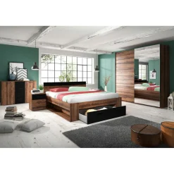 Houten Bed*Beddenbriljant Houten Bed met Lade Bern - Walnoot - Bedframe