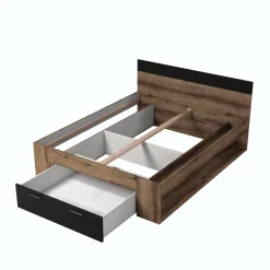 Houten Bed*Beddenbriljant Houten Bed met Lade Bern - Walnoot - Bedframe
