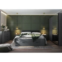 Houten Bed*Beddenbriljant Houten Bed met Lade Genua - Antraciet - Bedframe