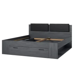 Houten Bed*Beddenbriljant Houten Bed met Lade Genua - Antraciet - Bedframe
