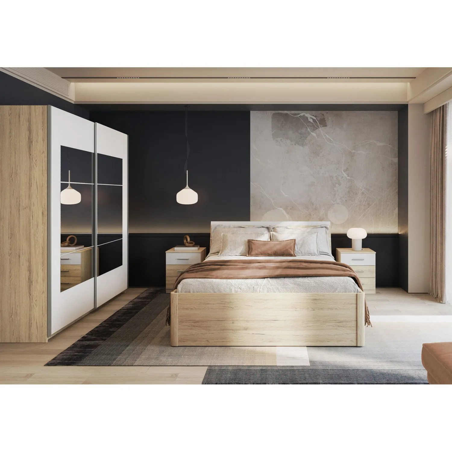 Houten Bed*Beddenbriljant Houten Bed met Laden Brest - Beige - Bedframe