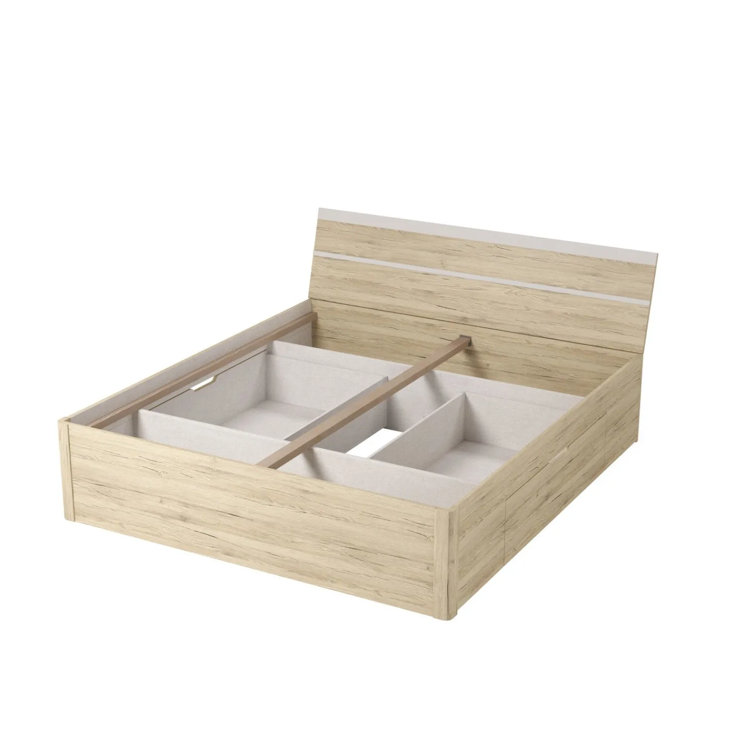 Houten Bed*Beddenbriljant Houten Bed met Laden Brest - Beige - Bedframe
