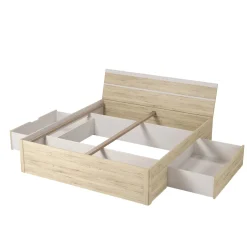 Houten Bed*Beddenbriljant Houten Bed met Laden Brest - Beige - Bedframe