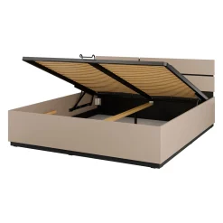 Bed Met Opbergruimte|Houten Bed*Beddenbriljant Houten Opbergbed Crotone - Taupe