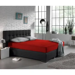 Matras Hoeslakens*Beddenbriljant Jersey Hoeslaken Matras | Rood - 135 gram - Enkel