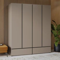 Kledingkasten*Beddenbriljant Kledingkast Crotone - Taupe - 4-Deurs met Lades