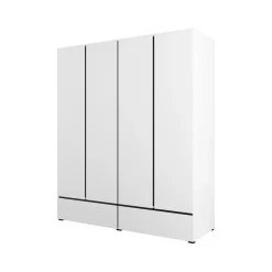Kledingkasten*Beddenbriljant Kledingkast Crotone - Wit - 4-Deurs met Lades