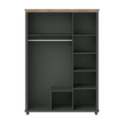 Kledingkasten*Beddenbriljant Kledingkast Elvas - Donkergroen - 3-Deurs incl. Spiegel