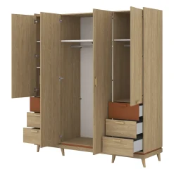 Kledingkasten*Beddenbriljant Kledingkast Skagen - Eiken - 4-Deurs met Lades