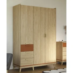 Kledingkasten*Beddenbriljant Kledingkast Skagen - Eiken - 3-Deurs met Lades