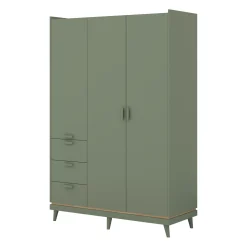 Kledingkasten*Beddenbriljant Kledingkast Skagen - Groen - 3-Deurs met Lades