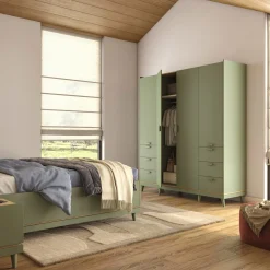 Kledingkasten*Beddenbriljant Kledingkast Skagen - Groen - 4-Deurs met Lades