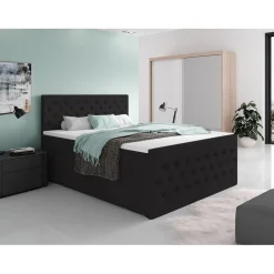 Boxspring Met Opbergruimte*Beddenbriljant OP=OP Opberg boxspring Andy - 200 x 200 Zwart | Incl. Pocketvering + 40 cm extra hoge opbergruimte