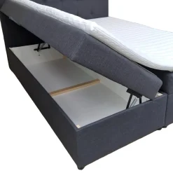 Boxspring Met Opbergruimte*Beddenbriljant OP=OP Opberg Boxspring Croco 200 x 200 Velvet Antraciet | Incl. Voetbord + Pocketvering + 1x Hocker