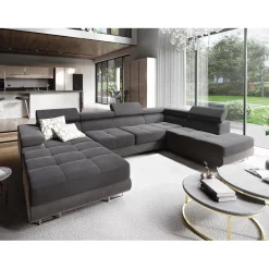 U-Banken*Beddenbriljant OP=OP Slaapbank met opbergruimte Sem | Rechts | U-bank XL - Velvet Grijs