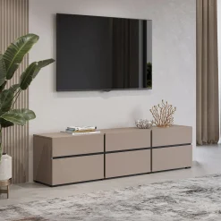 Tv Meubels*Beddenbriljant TV-meubel Crotone - 3-kleps incl. 3 lades - Taupe