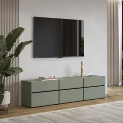 Tv Meubels*Beddenbriljant TV-meubel Crotone - 3-kleps incl. 3 lades - Groen