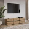 Tv Meubels*Beddenbriljant TV-meubel Crotone - 3-kleps incl. 3 lades - Wotan Eiken