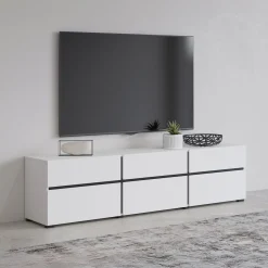 Tv Meubels*Beddenbriljant TV-meubel Crotone - 3-kleps incl. 3 lades - Wit