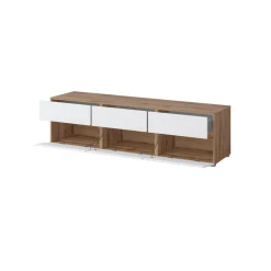 Tv Meubels*Beddenbriljant TV-meubel Crotone - 3-kleps incl. 3 lades - Wotan Eiken / Wit