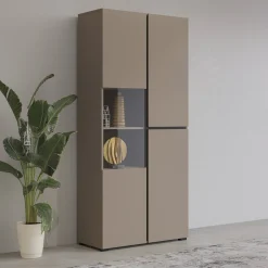Vitrinekasten*Beddenbriljant Vitrinekast Crotone - 2-deurs - Taupe